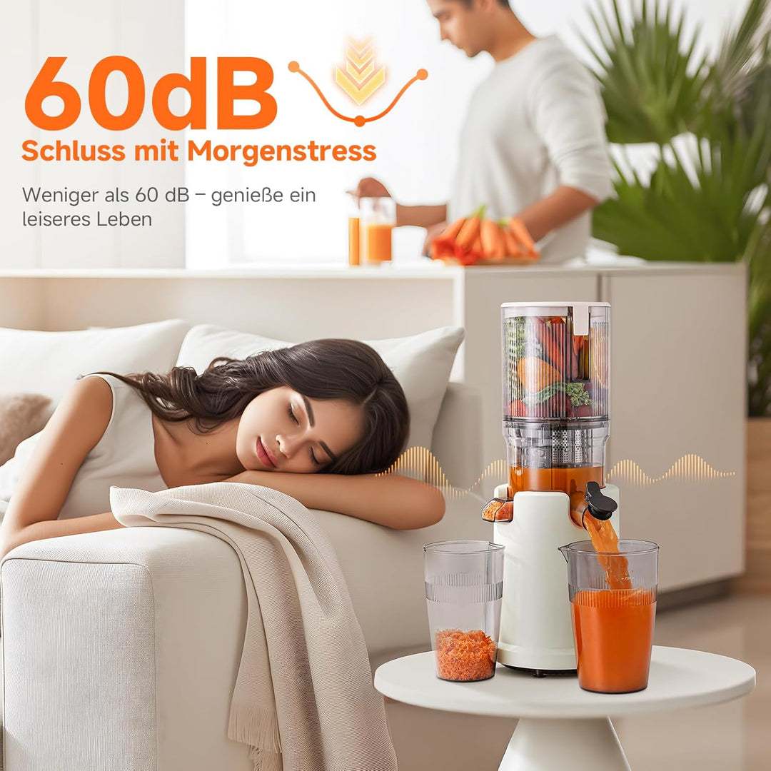 AAOBOSI Entsafter Gemüse und Obst mit 2 Geschwindigkeitsmodi - Slow Juicer mit Reinigungsbürste und