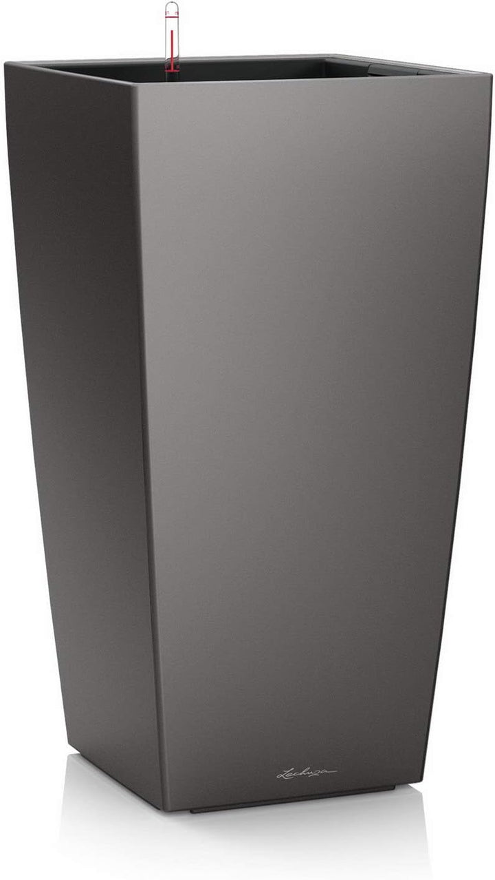 Lechuza CUBICO Premium 30, Anthrazit Metallic, Hochwertiger Kunststoff, Inkl. Bewässerungssystem, He