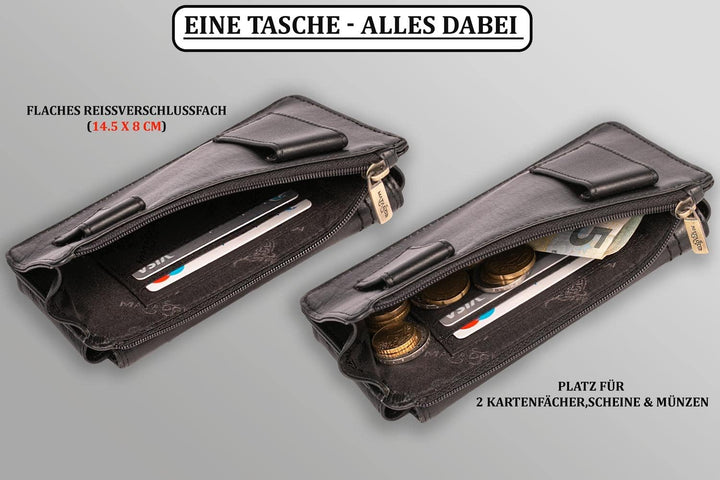 MATADOR Handy-Tasche Gürteltasche Herren Echt Leder Quertasche mit Klettverschluss Breite Gürtelschl