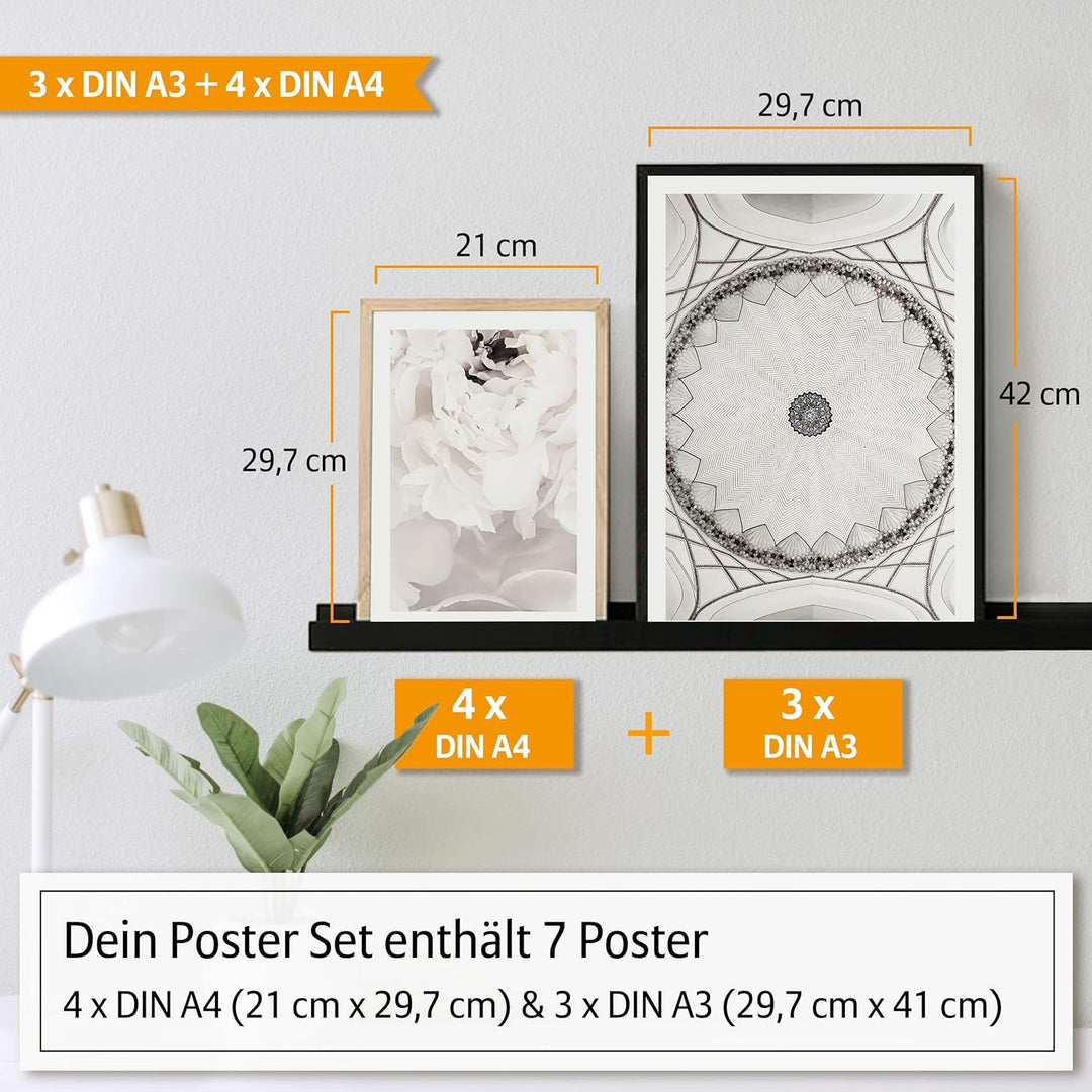 Hyggelig Home Premium Poster Set - 7 passende Bilder im stilvollen Set - Collage Bild Wand Deko - Se
