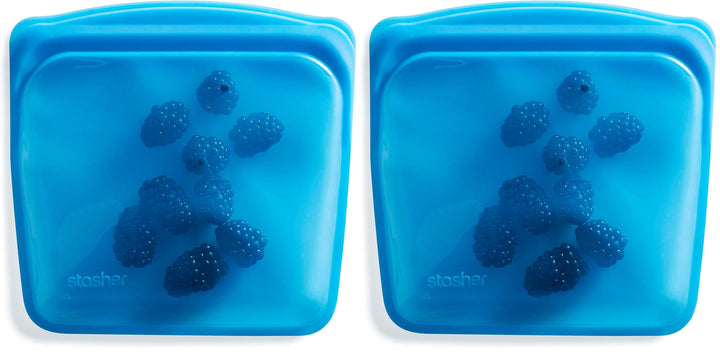 Stasher Bag Premium Silikonbeutel wiederverwendbar für Lebensmittel, Sandwich Bag, Heidelbeere, Daue