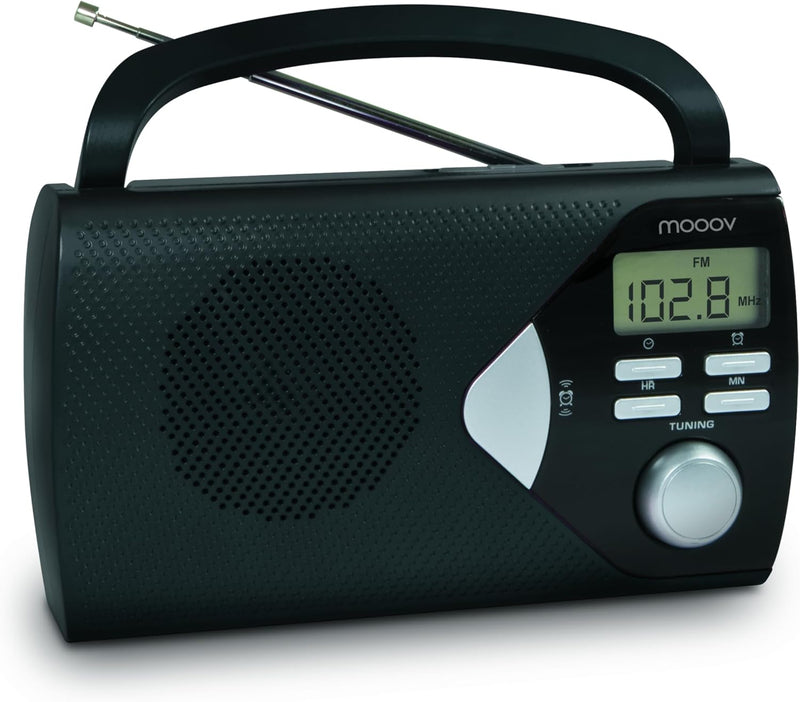 Metronic 477205 Tragbares Radio mit Griff mit Batteriebetrieb On-Screen-Display, Schwarz, Schwarz