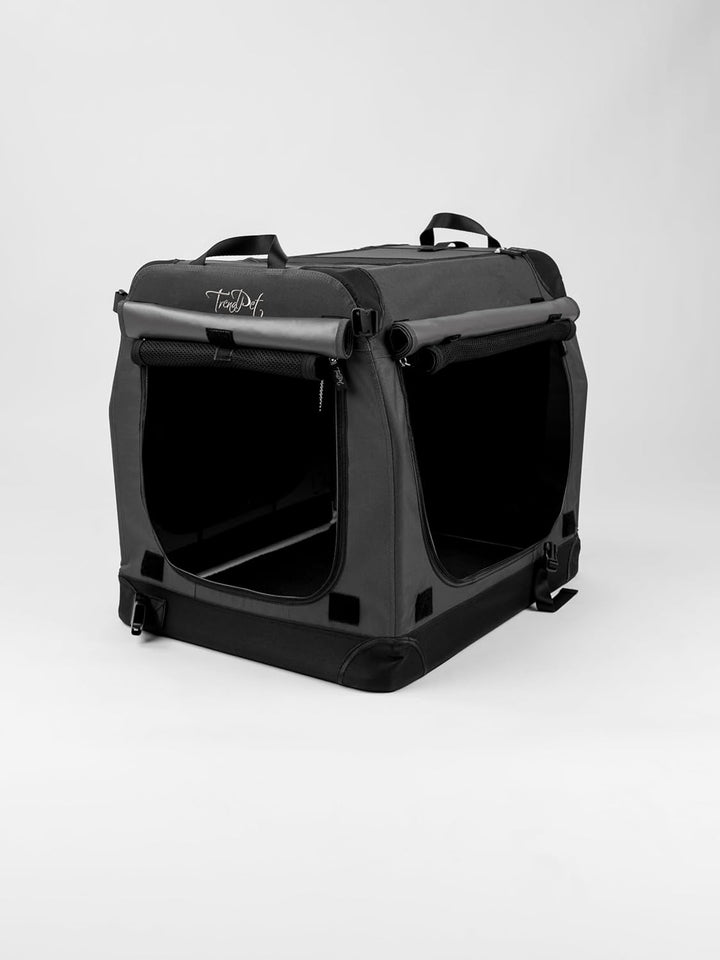 TrendPet TPX-Pro - Leichte, Faltbare Hundebox mit Aluminium Rahmen (grau, L 60 x B 45 x H 50 cm) L 6