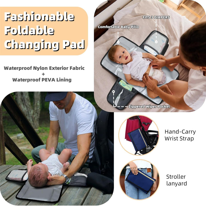 ROSEGIN Wickelrucksack Gross - Baby Wickeltasche Rucksack Wasserdicht & Leicht mit Wickelunterlage,