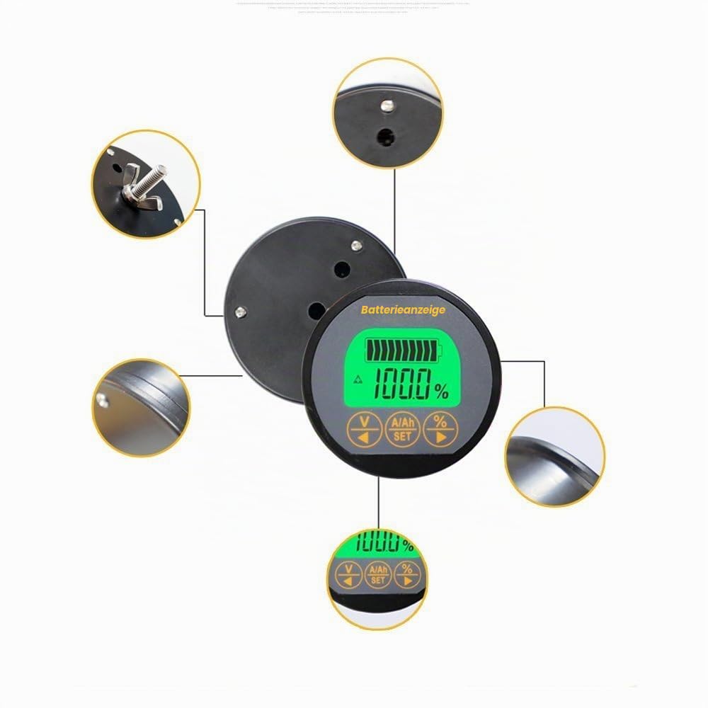AiLi Batteriemonitor Tester Voltmeter Amperemeter 8-120V 0-350A 999Ah für Auto Auto Motorboot Wohnwa