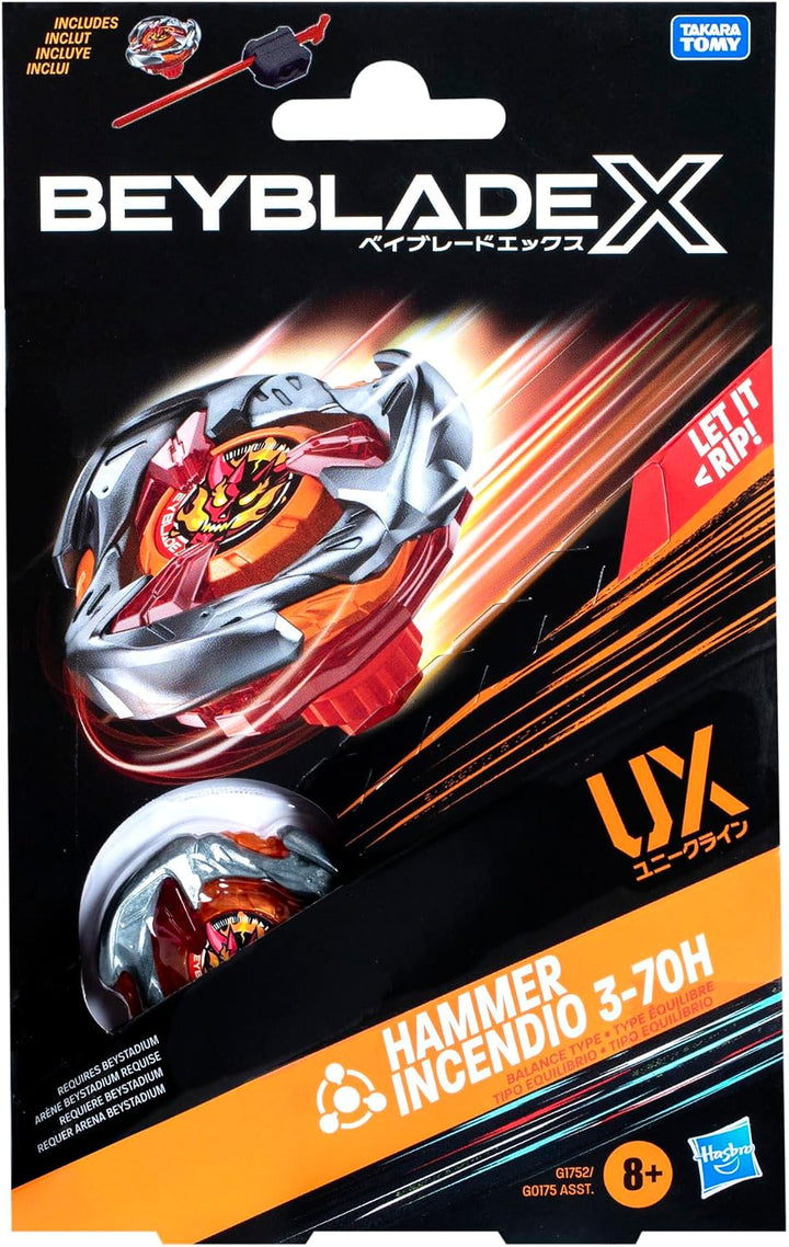 Beyblade X Hammer Incendio 3-70H UX Starter Pack Set mit Balance-Typ Top und Launcher; Authentische