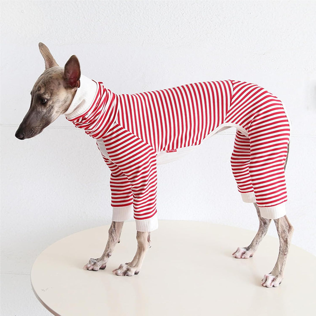 Leichter Baumwoll-Windhund-Pullover, Whippet-Kleidung mit Beinen, Rollkragen-Hunde-Jumpsuit, Hunde-P