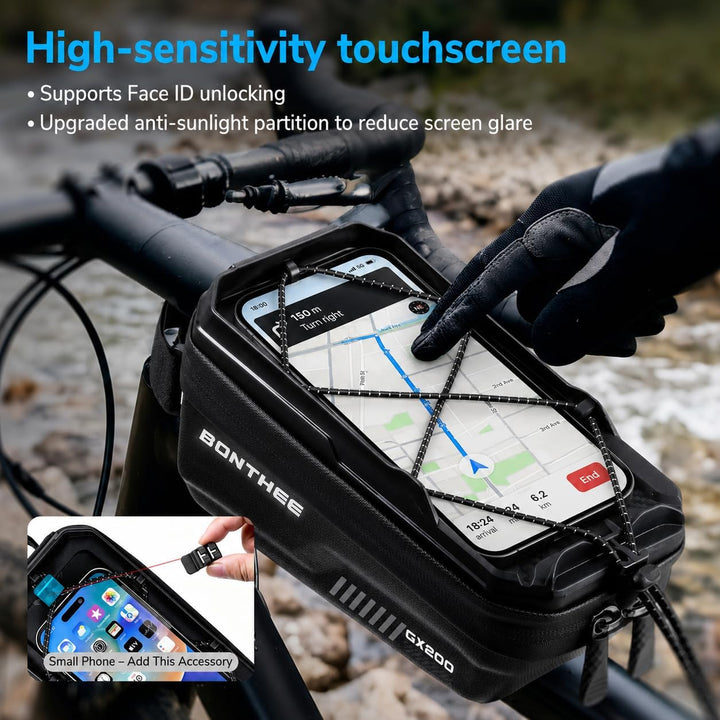 BONTHEE 1,3L Rahmentasche Fahrrad Wasserdicht mit Regenhülle – Offenes Design mit Reflektor Gummizug