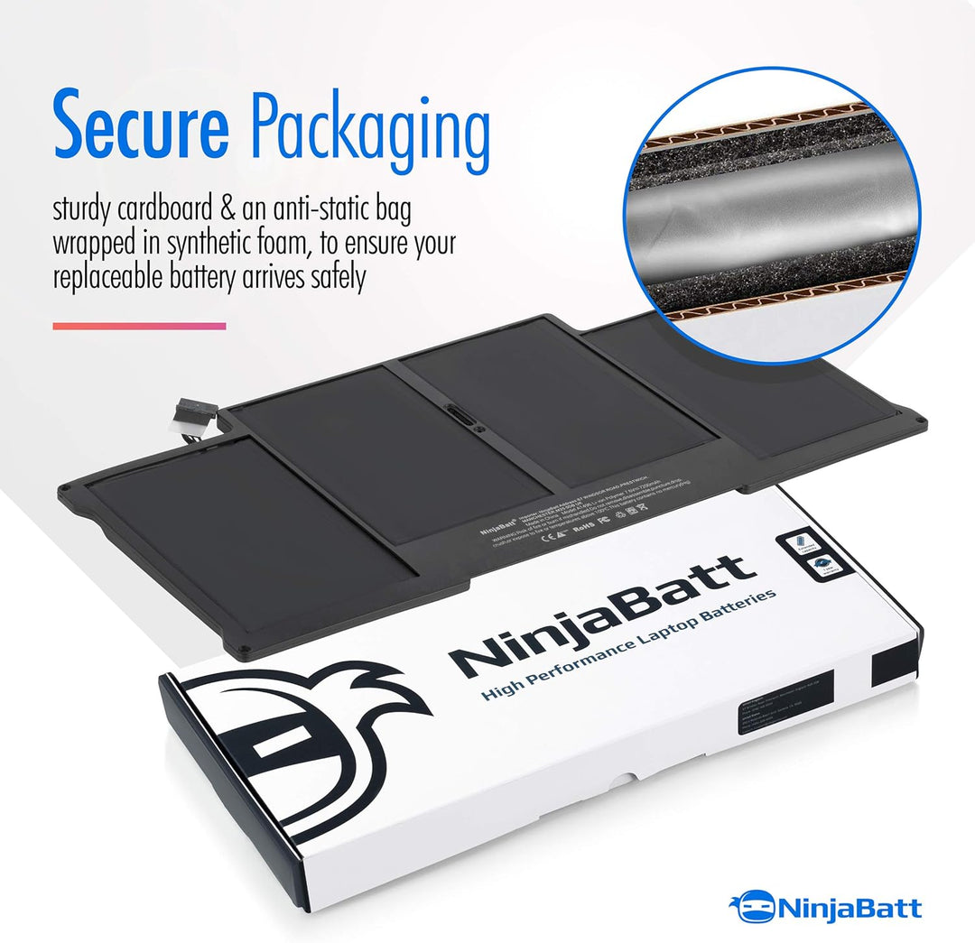 NinjaBatt Akku A1466 A1496 für Apple MacBook Air 13 Inch [2010 2011 2012 2013 2014 2015 2016 2017 Ye