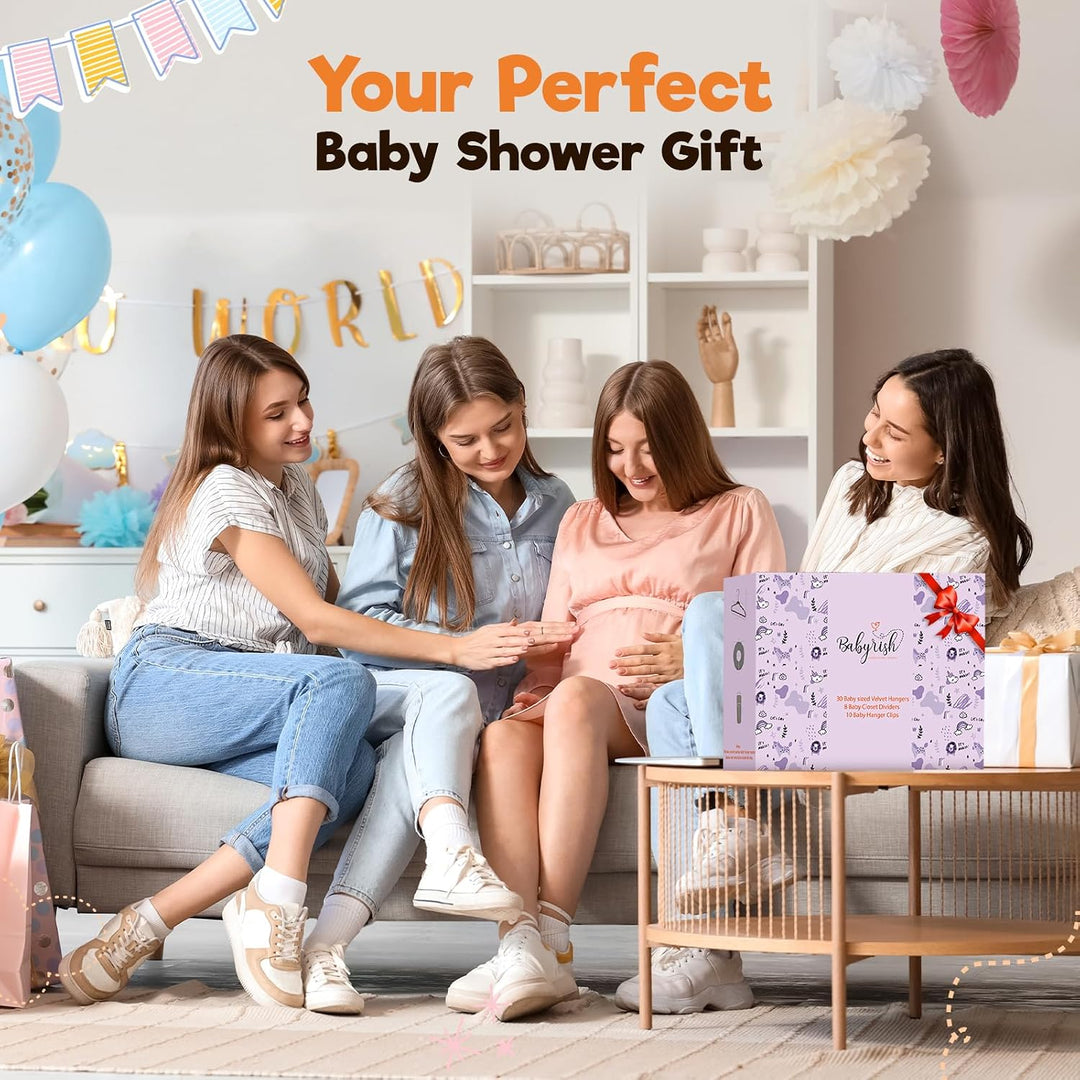 Babyrish Samt-Baby-Kleiderbügel, 10 Clips, 8 Grössenmarkierungen, 30 Stück, 27,9 cm, ultraschlanke B