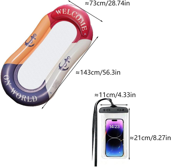 luftmatratze mit Netz, Pool matratze mit wasserdichter Handytasche wasserhängematte mit Netz, luftma