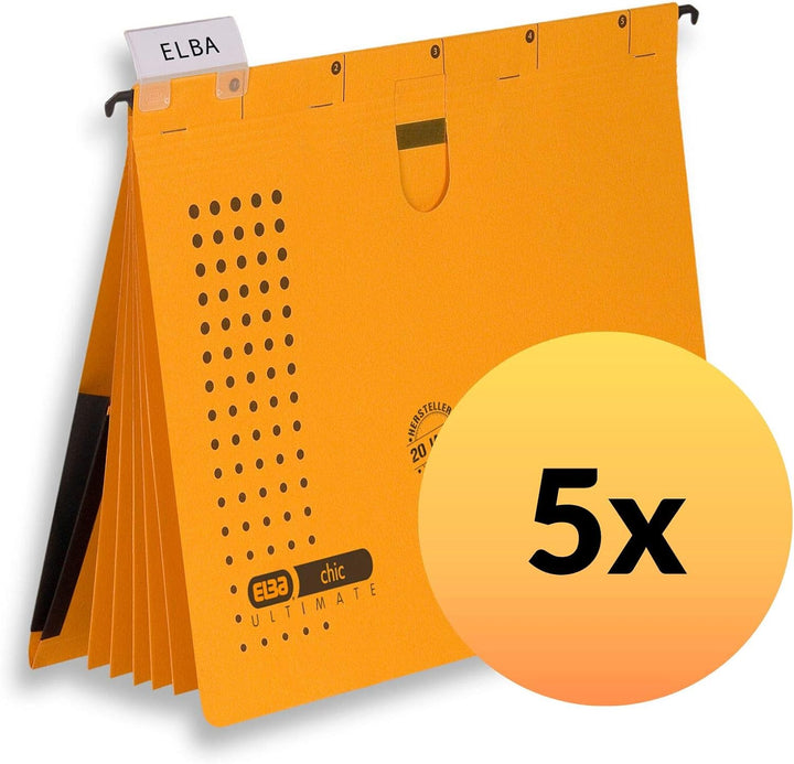 Elba Mehrfach-Hängehefter chic, für A4, aus Karton, gelb, 5 Stück gelb Organisationshefter chic ULTI