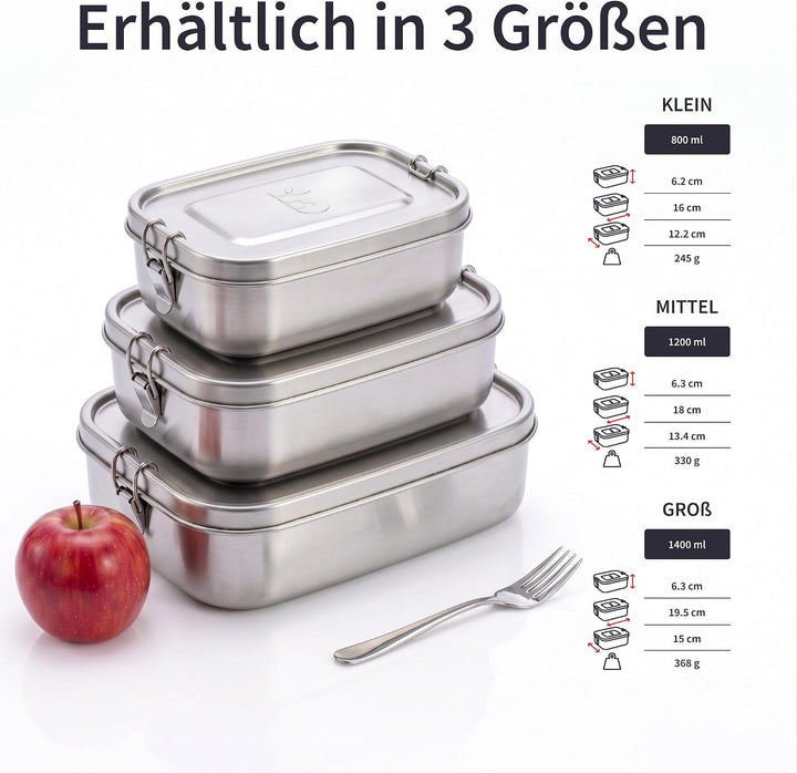 Bambaw Lunchbox aus Edelstahl 1200 ml | Bento BPA Free | luftdichte Lunchbox | Bento mit Fächern | B