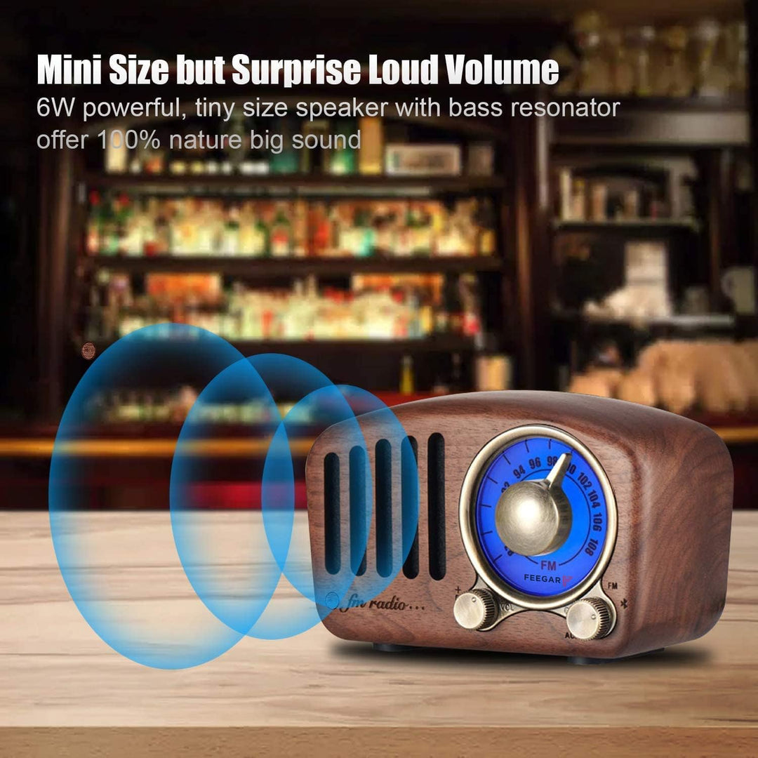 Radio Feegar Retro Bluetooth Lautsprecher,Vintage FM Radio mit altmodischem klassischem Stil,Starke