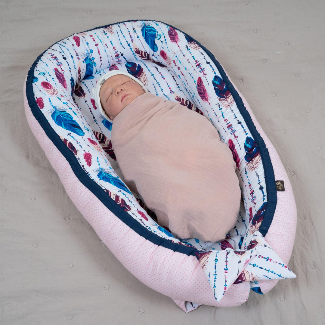 PaLulli 3-TLG Baby Ausstattung-Set Kuschelnest Babynest 95x55cm Baby-Matratze Kuscheldecke Babybett