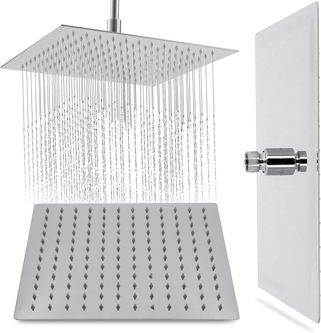 Millto™ Quadratische Edelstahl Duschkopf Regendusche 30x30 cm XXL | Regenduschkopf Gross 12 Zoll Bra