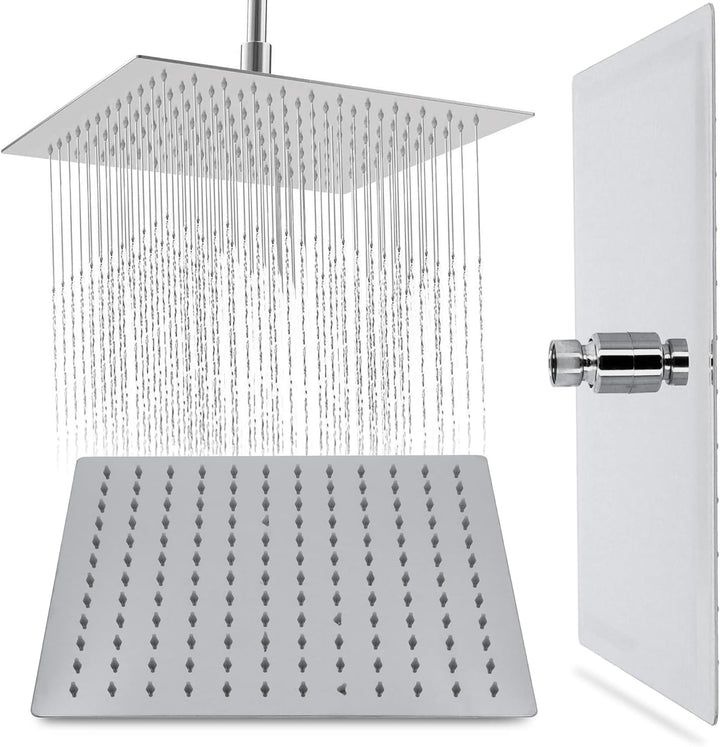 Millto™ Quadratische Edelstahl Duschkopf Regendusche 30x30 cm XXL | Regenduschkopf Gross 12 Zoll Bra