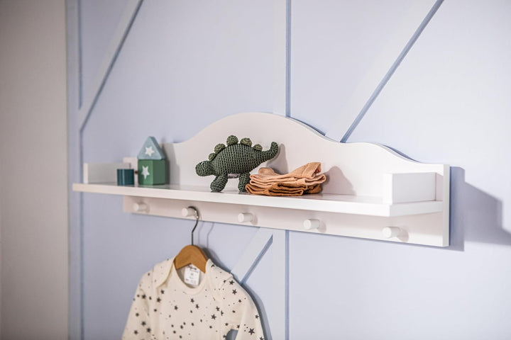 Puckdaddy Wandregal Frederik – 80x14x20 cm, dekoratives Regalbrett mit Wolken-Design in Weiss, Kinde