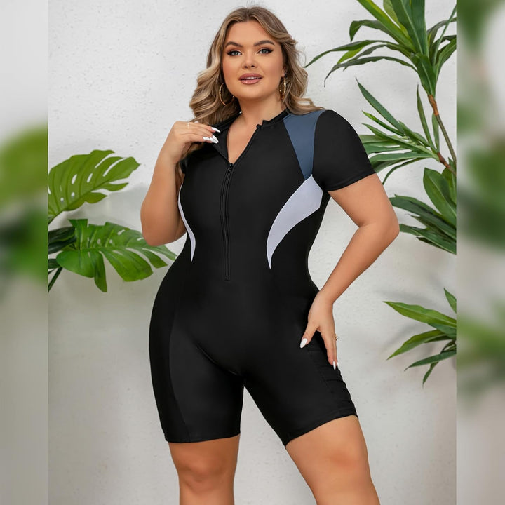 Odizli Badeanzug Damen Grosse Grösse Kurzarm/Ärmellos Blumen Druck Kurz Rashguard Bademode Surfanzug
