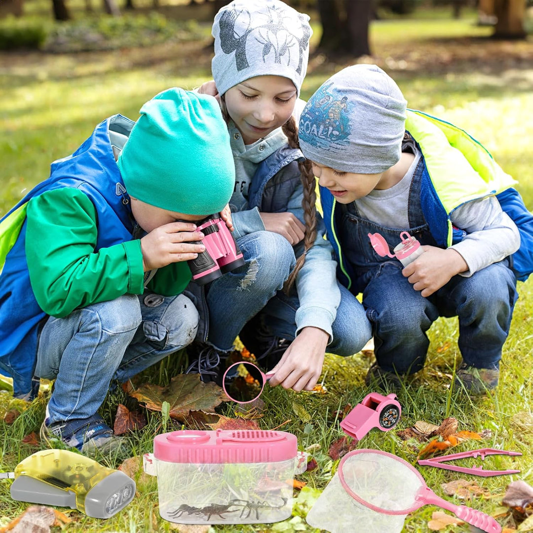 23 Pcs Forscherset für Kinder, Entdecker Set mit Fernglas für Kinder, Becherlupe, Insektenfänger, Sc