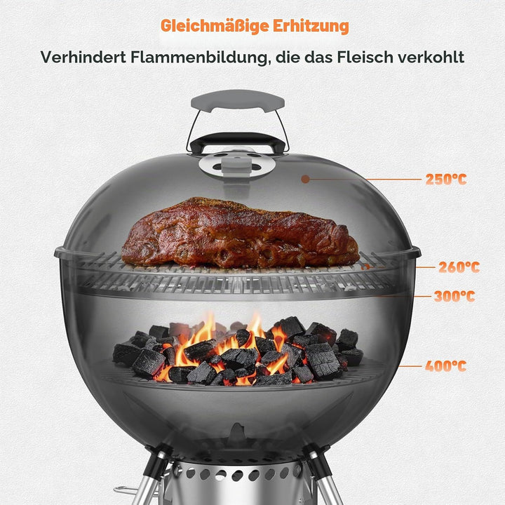 onlyfire Grillrost Edelstahl Doppel für Weber 57cm Kettle Holzkohlegrill, Grillrost Rund mit Rauchfu
