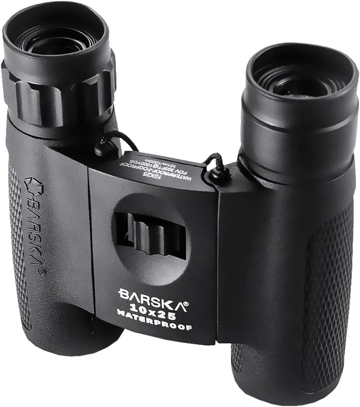 Barska Fernglas - Blackhawk 10x25, wasserdicht und faltbar, inkl. Tragetasche und Umhängeband, BA-AB