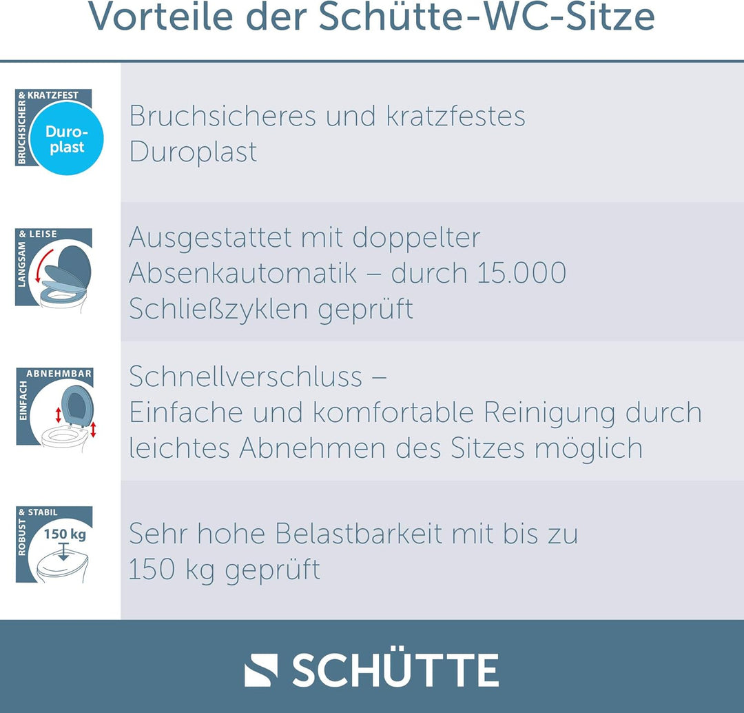 SCHÜTTE WC-Sitz Duroplast BEIGE, Toilettensitz mit Absenkautomatik und Schnellverschluss für die ein