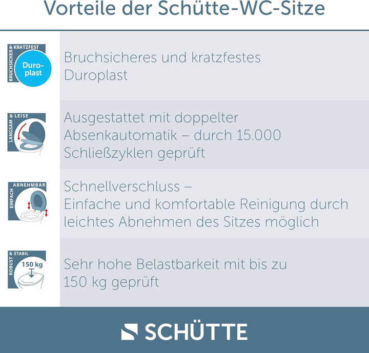 SCHÜTTE WC-Sitz Duroplast BEIGE, Toilettensitz mit Absenkautomatik und Schnellverschluss für die ein
