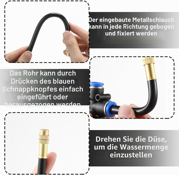 HUAZIZ 20m Pneumatik Schlauch Kit 8mm, bewässerungssystem, 360° biegbares Tropfbewässerungsset, 10St