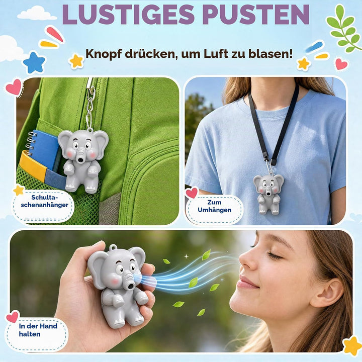 Kühlender Mini-Ventilator Zum Anklippen, Elefant Tragbarer Ventilator
