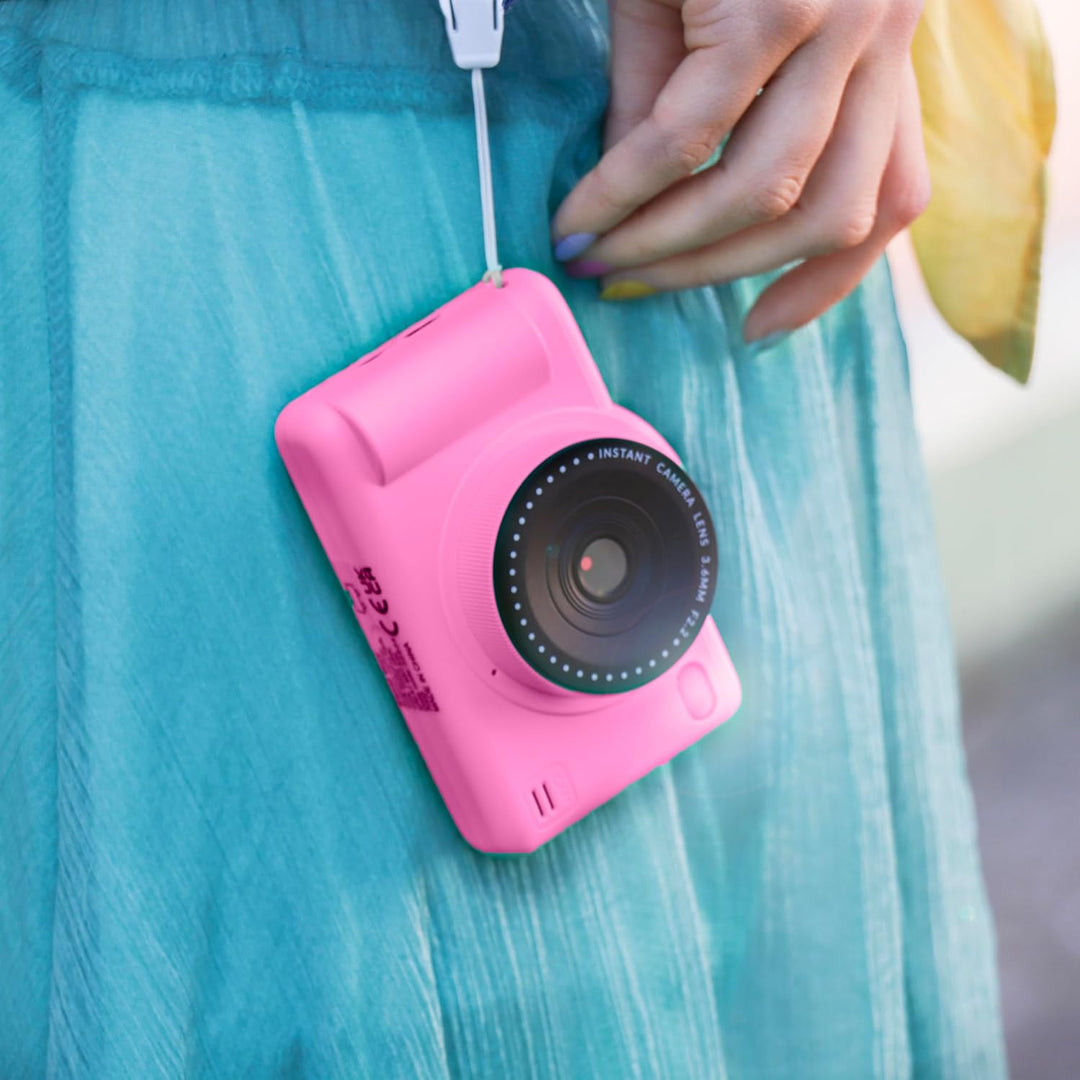 C Toys Digitalkamera für Kinder, Doppelobjektiv – kompakte Mini-Kamera in Rosa mit Selfiemodus für 8