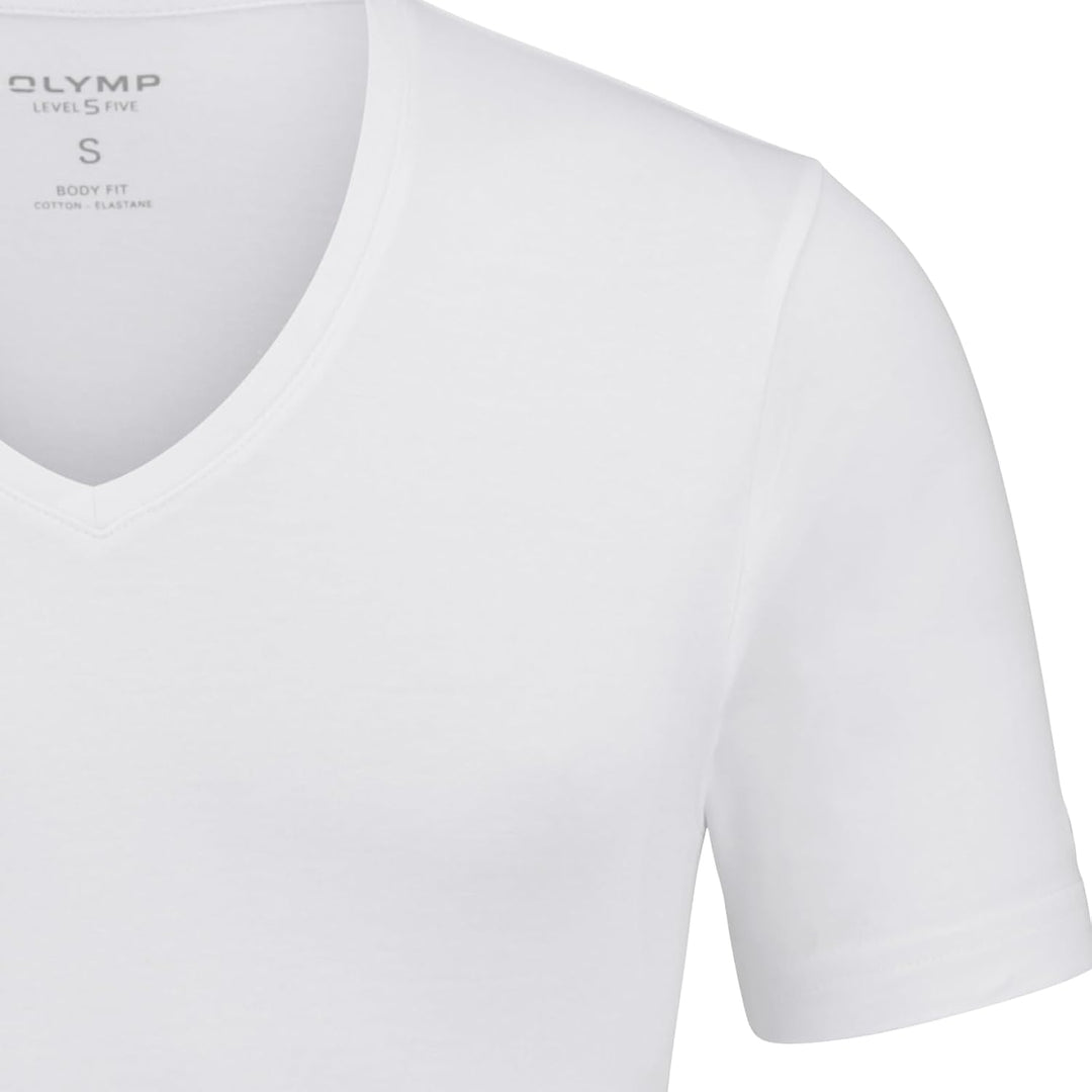 OLYMP Herren T-Shirt V-Ausschnitt Schlank 080112 S Weiss, S Weiss