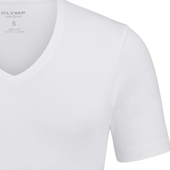 OLYMP Herren T-Shirt V-Ausschnitt Schlank 080112 S Weiss, S Weiss