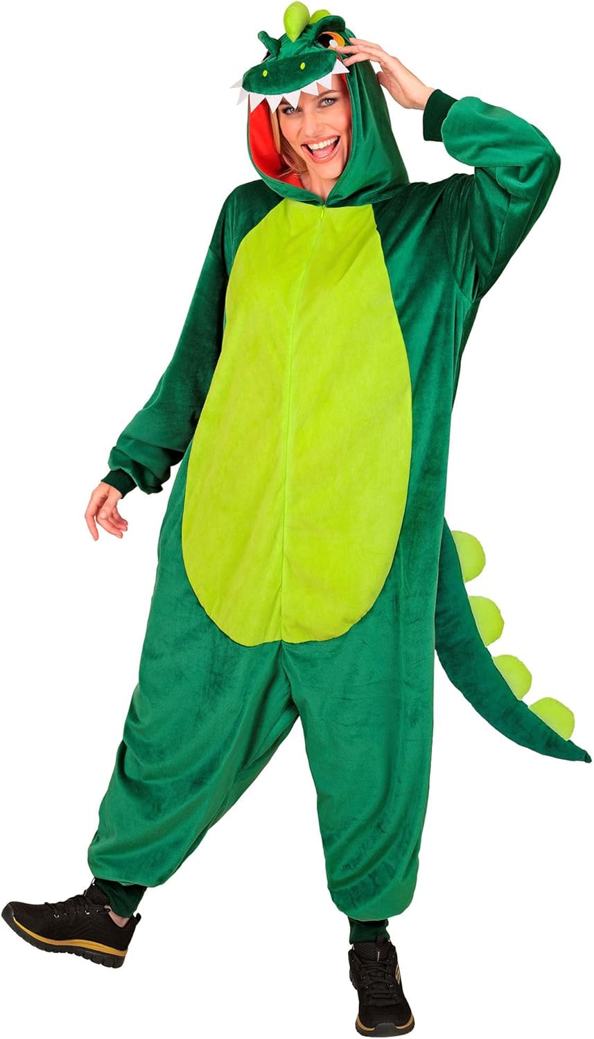 W WIDMANN MILANO Party Fashion - Tier Overall für Erwachsene, weicher Plüsch Jumpsuit mit Kapuze, Ti