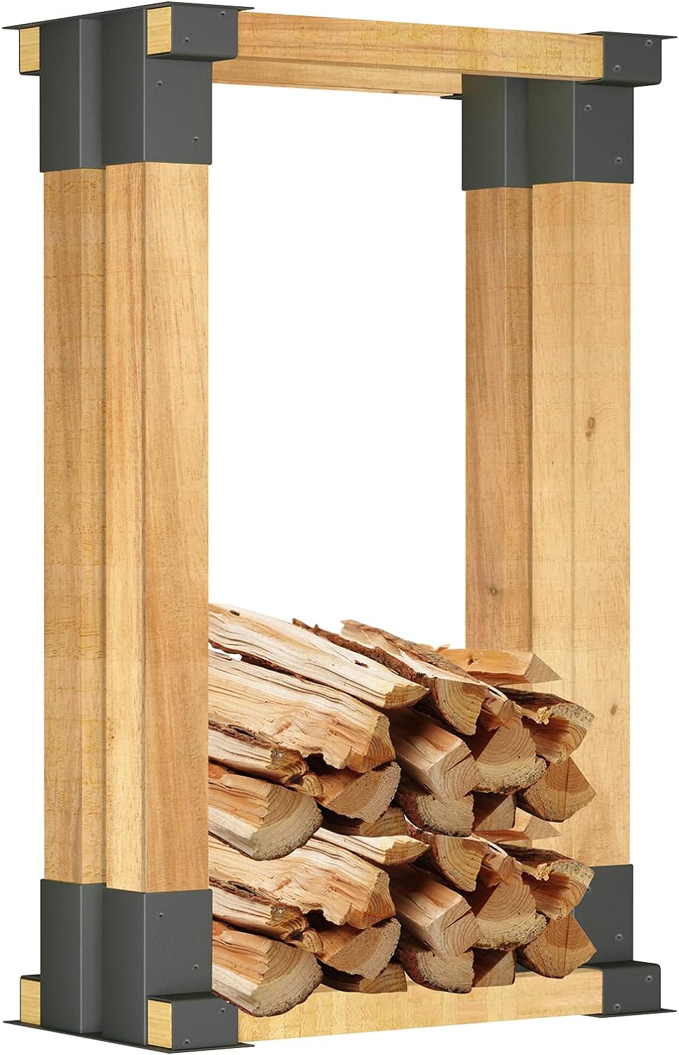 HENGMEI 4er Set Holzstapelhilfe Holzstapelhalter Brennholzregal Kaminholzhalter Kaminholzregal ausse