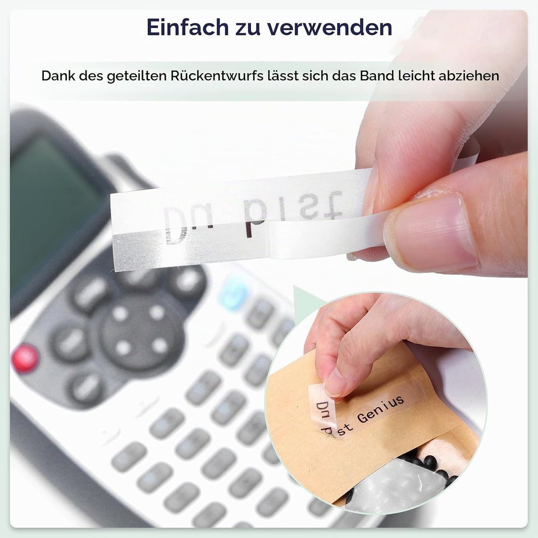 Aken Schriftband Kompatibel mit Dymo LetraTag XR Etikettenband Transparent 12mm x 4m, Clear Plastic