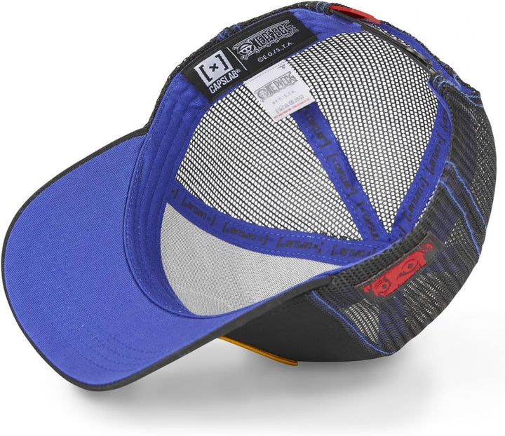 Capslab Straw Hat Crew One Piece gray Trucker Cap, Trucker-Luffy-Black-#30177