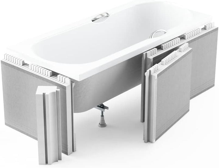 KOLMAN Badewanne CLASSIC SLIM Rechteck 180x80 mit Styroporverkleidung (Ablage 4cm), Ablaufgarnitur u