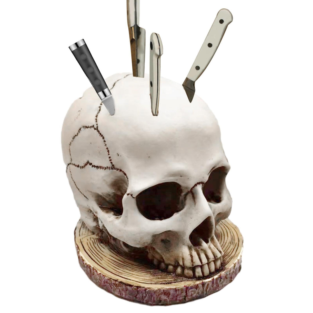 Totenkopf-Messerhalter, Totenkopf-Messerblock - Gothic Messerständer - Skelett-Messerständer, Gothic