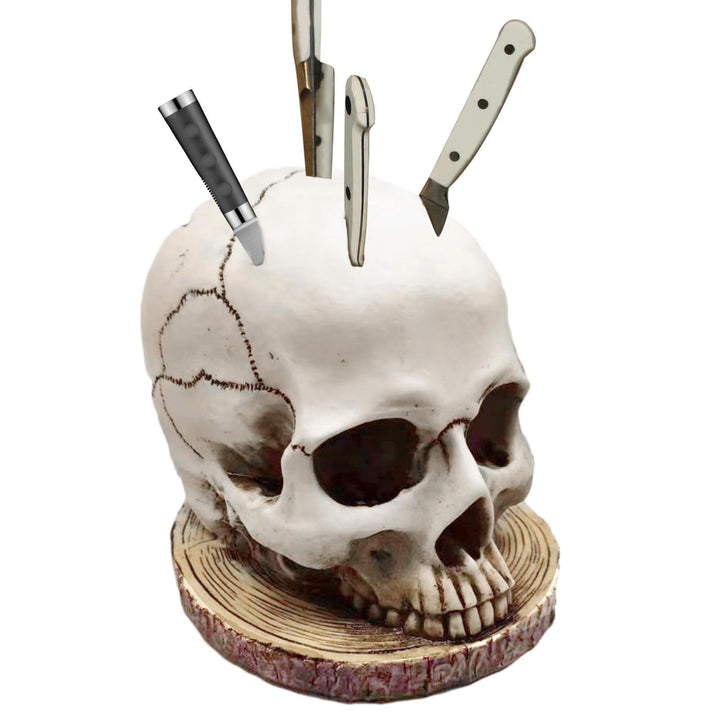 Totenkopf-Messerhalter, Totenkopf-Messerblock - Gothic Messerständer - Skelett-Messerständer, Gothic