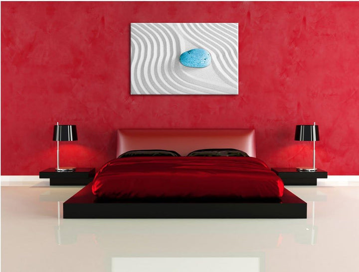 Ein Stein im Sand mit Wellenmuster schwarz/weiss Format: 100x70 auf Leinwand, XXL riesige Bilder fer