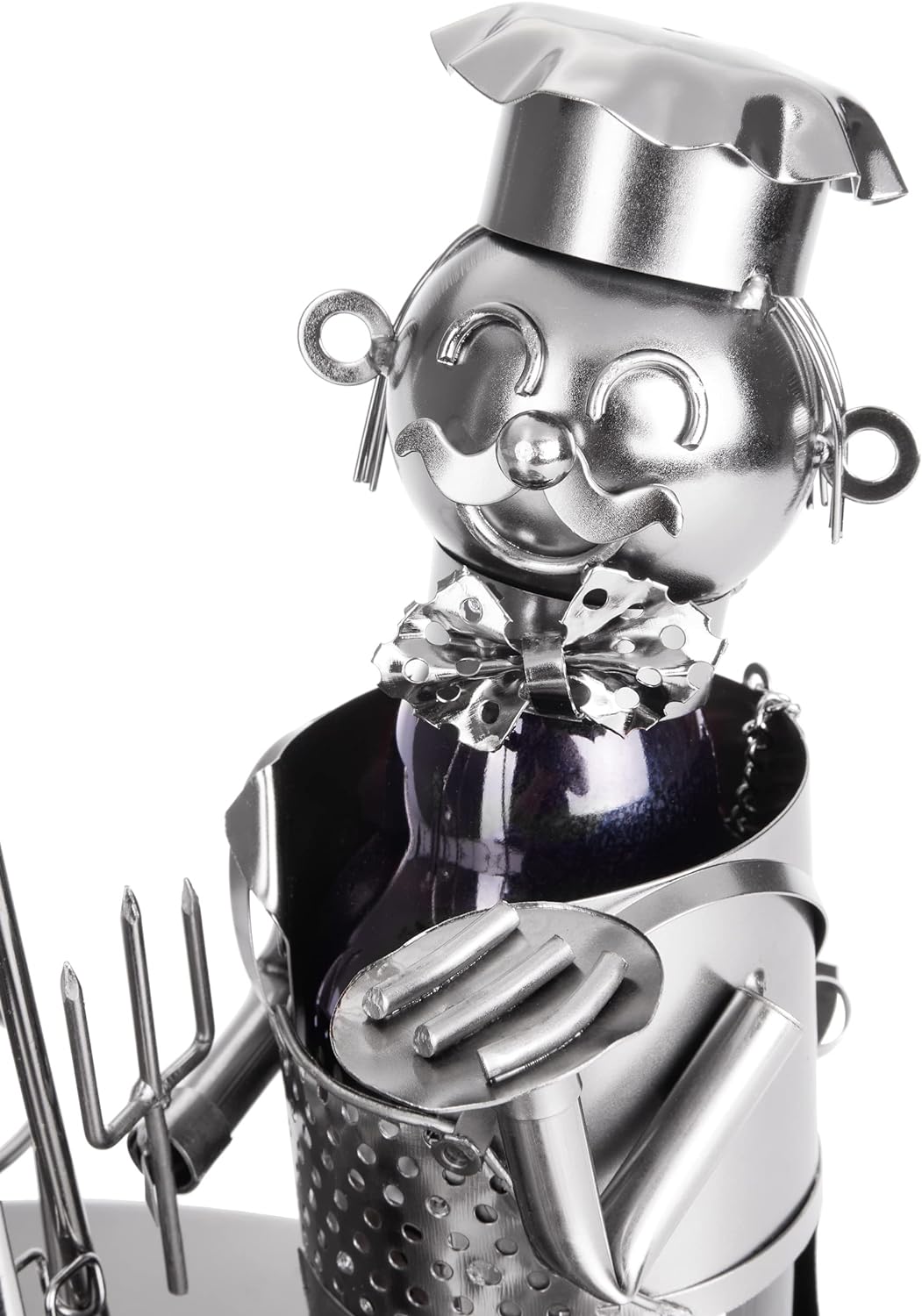 BRUBAKER Flaschenhalter Grillmeister mit Schwenkgrill Metall Skulptur mit