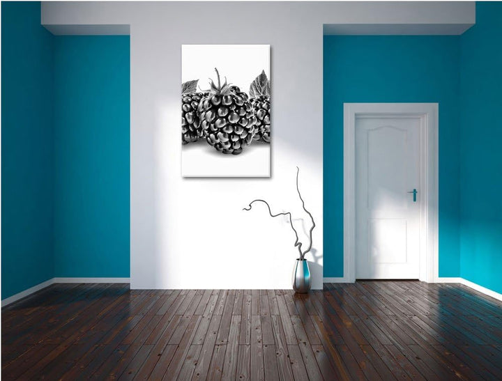 Pixxprint Leckere Brombeeren als Leinwandbild | Grösse: 100x70 | Wandbild| Kunstdruck | fertig bespa
