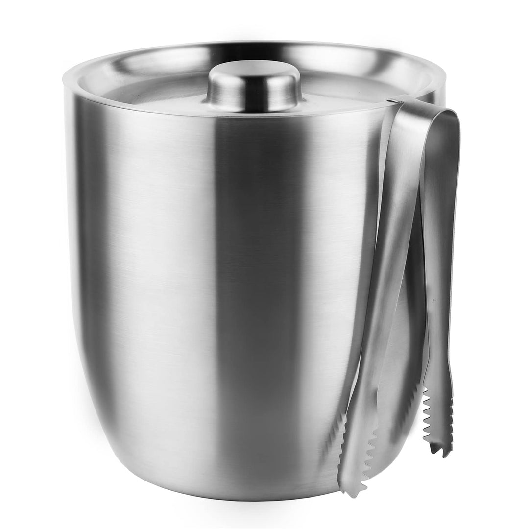 Tiken 3L Edelstahl Eiseimer mit Deckel und Zange Doppelwandiger Vacuum Isolierter Eiskübel Eiswürfel