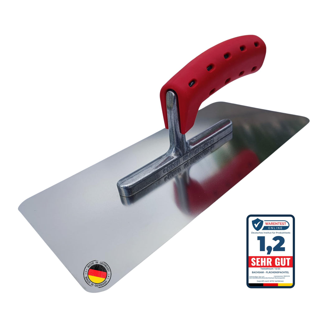 BACHSAM® Made in Germany Hochwertige Edelstahl Glättekelle 280mm x 130mm mit Softgriff/ergonomischer