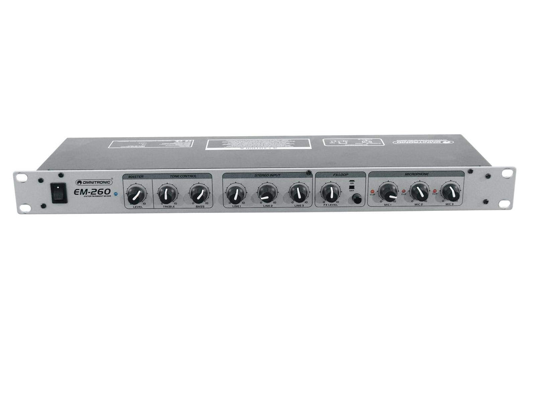 OMNITRONIC EM-260 Entertainment-Mixer | 6-Kanal-Mikrofon-Line-Mischer, Silber