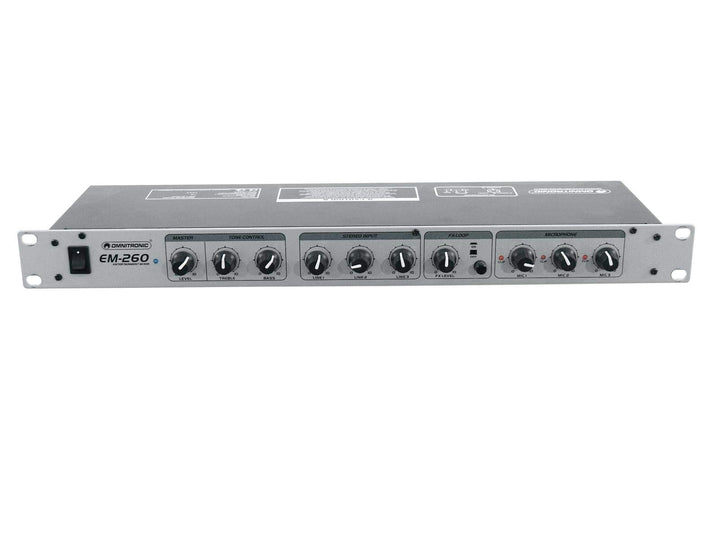 OMNITRONIC EM-260 Entertainment-Mixer | 6-Kanal-Mikrofon-Line-Mischer, Silber