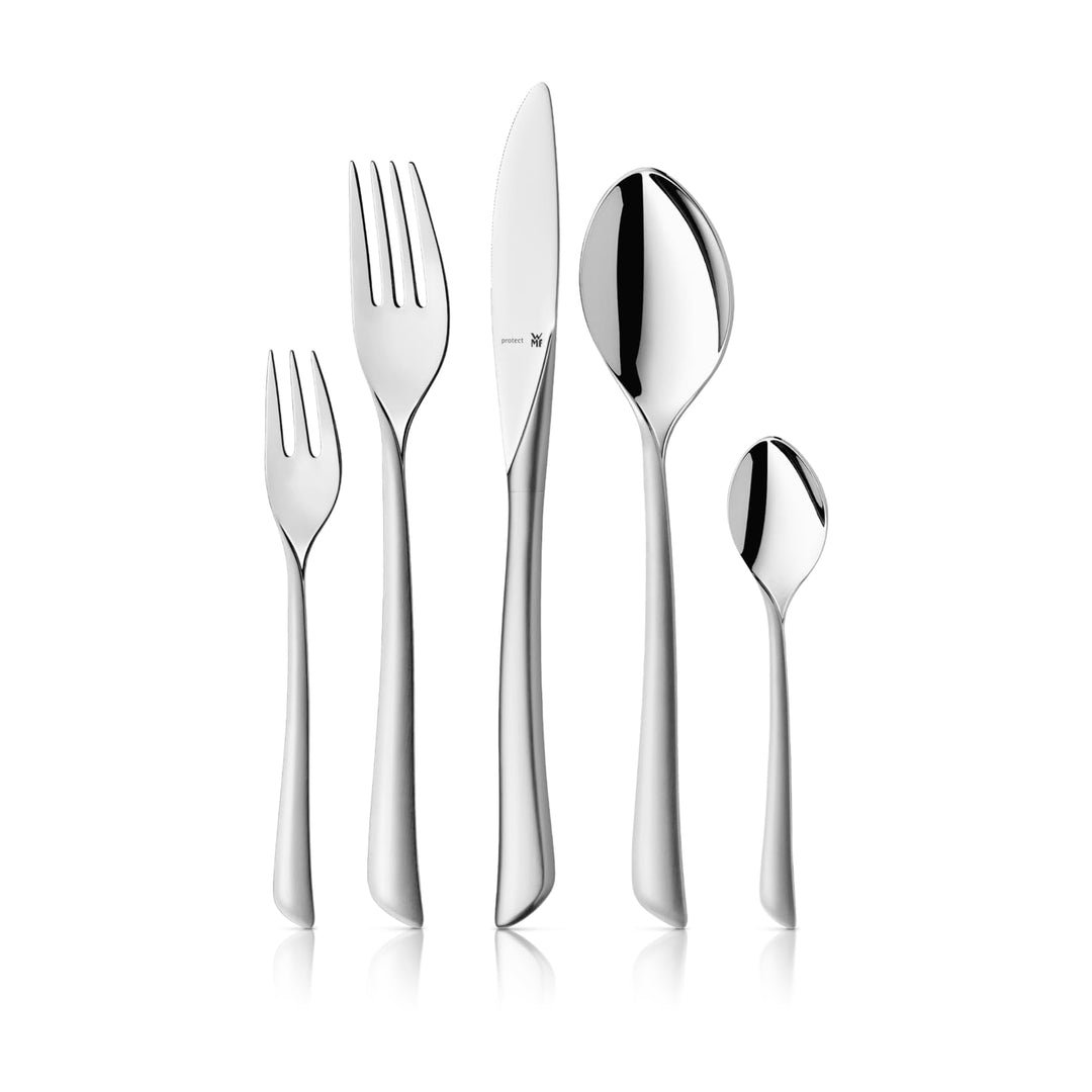 WMF Virginia Edelstahl Besteck Set 6 Personen, Essbesteck Set 30 teilig, Hohlheftmesser, Cromargan p