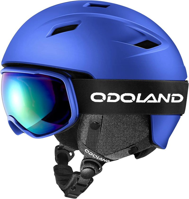 Odoland Skihelm und Skibrille Set Snowboardhelm mit Snowboardbrille für Damen und Herren Ski Goggles