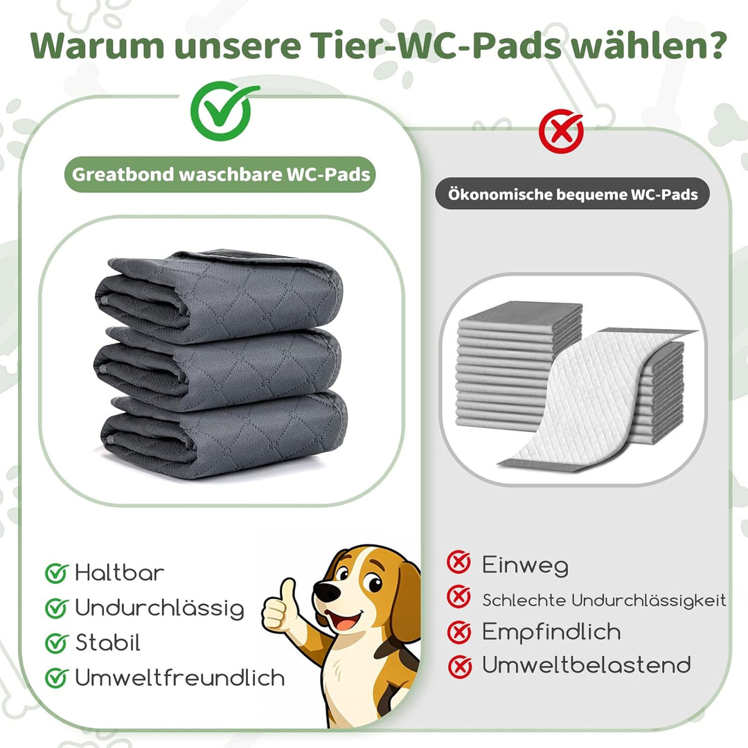 Welpenunterlagen Waschbar, 2 Stück 45x60cm Wiederverwendbare PIPI Matten Für Hunde, Super Saugfähig